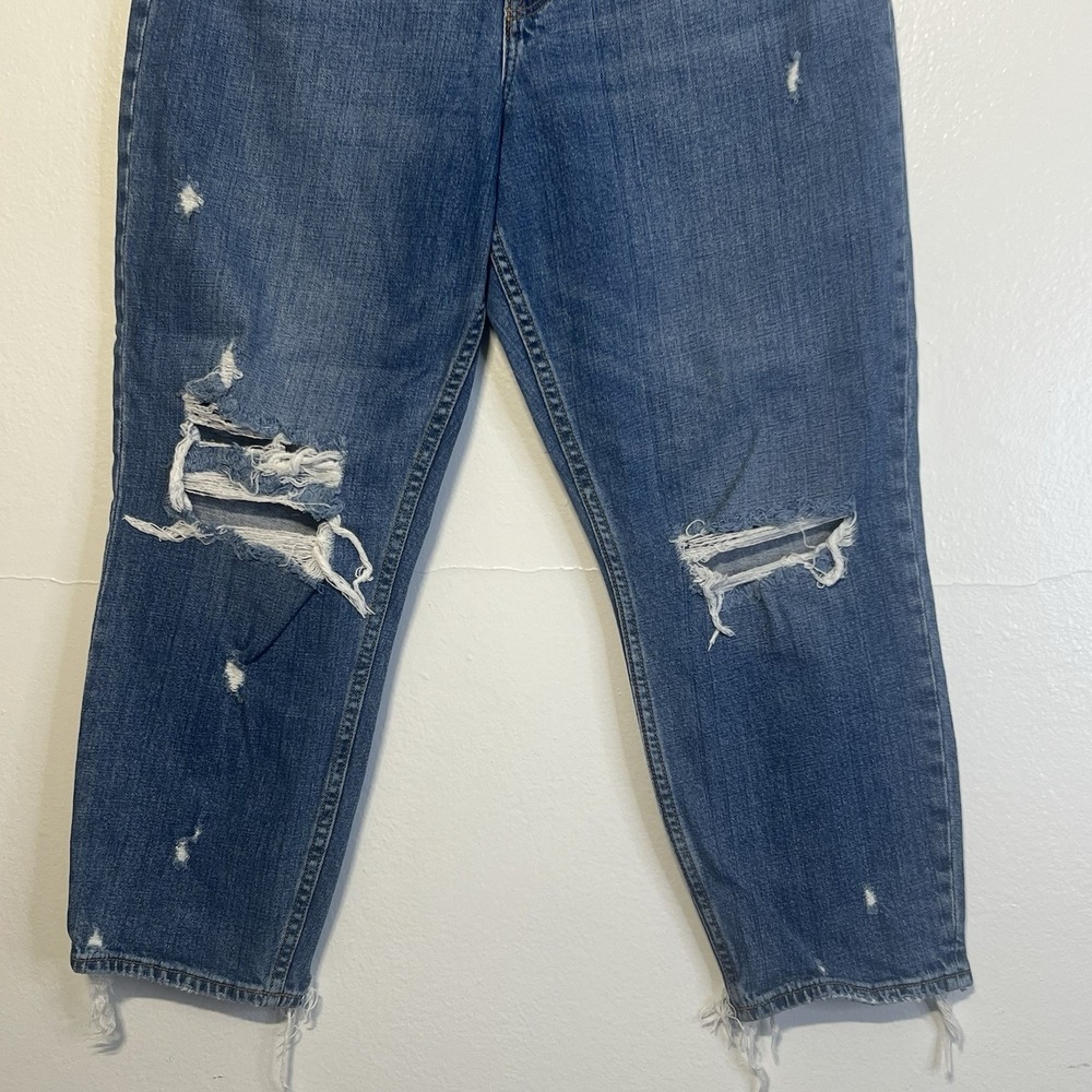 Abercrombie & Fitch The Mom High‎ Rise Tapered Destroy Cropped Jeans Size 29 - Picture 3 of 14
